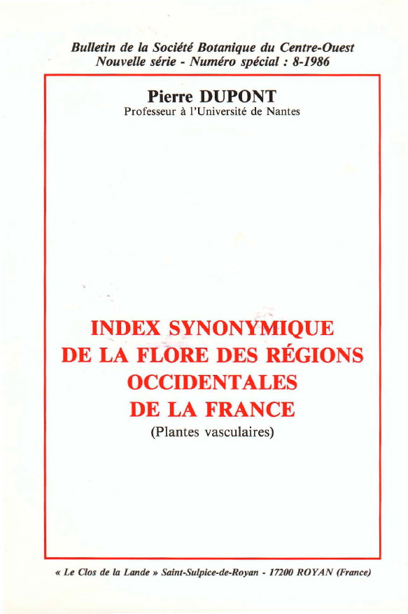 Index synonymique de la flore des régions occidentales de la France